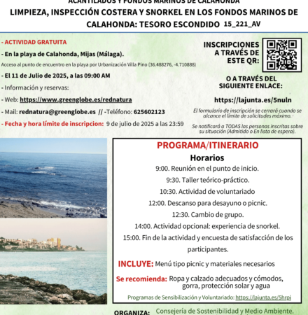 Cartel de la actividad de snorkel en Calahonda