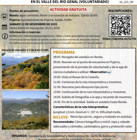 Cartel de la actividad Fotografía en la Naturaleza y Ciencia Ciudadana en el Valle del Río Genal