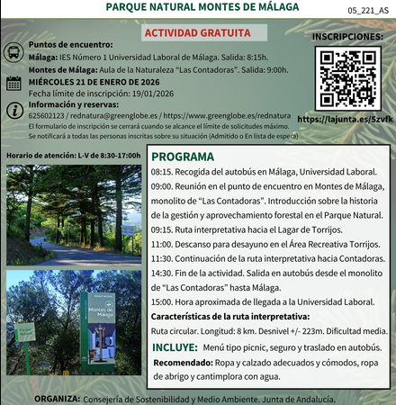Cartel de la actividad Silvicultura en el Parque Natural Montes de Málaga